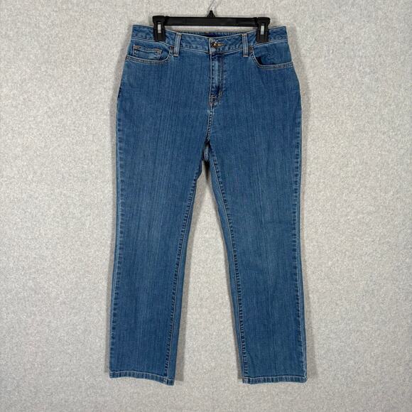 LL Bean Jeans Womens 12 Classic Fit‎ Ankle High Rise Straight Stretch Classic - Picture 1 of 11